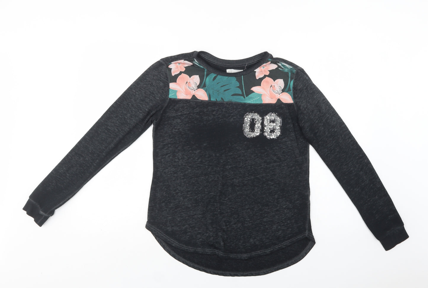 H&M Girls Grey  Polyester Pullover Sweatshirt Size 13-14 Years