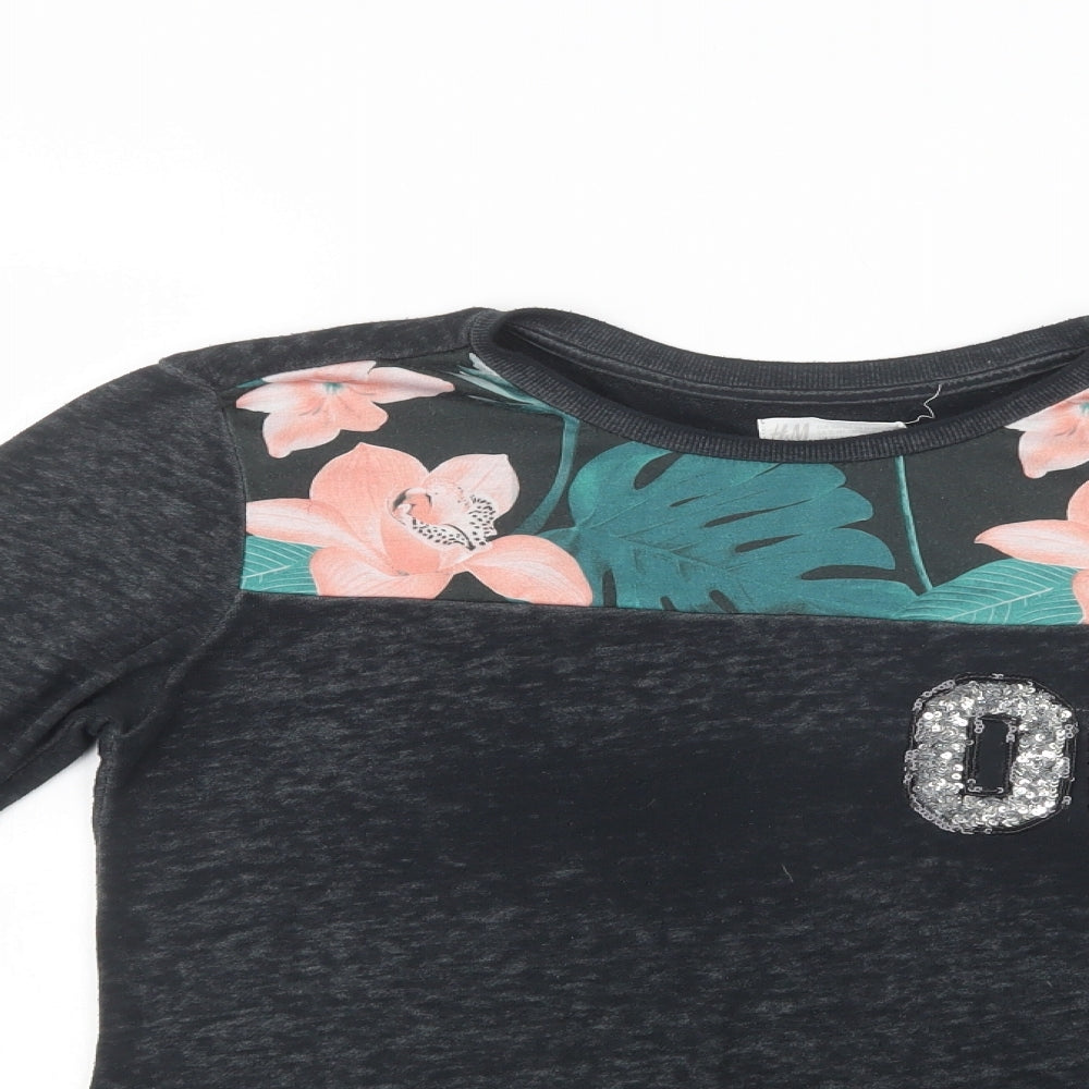 H&M Girls Grey  Polyester Pullover Sweatshirt Size 13-14 Years