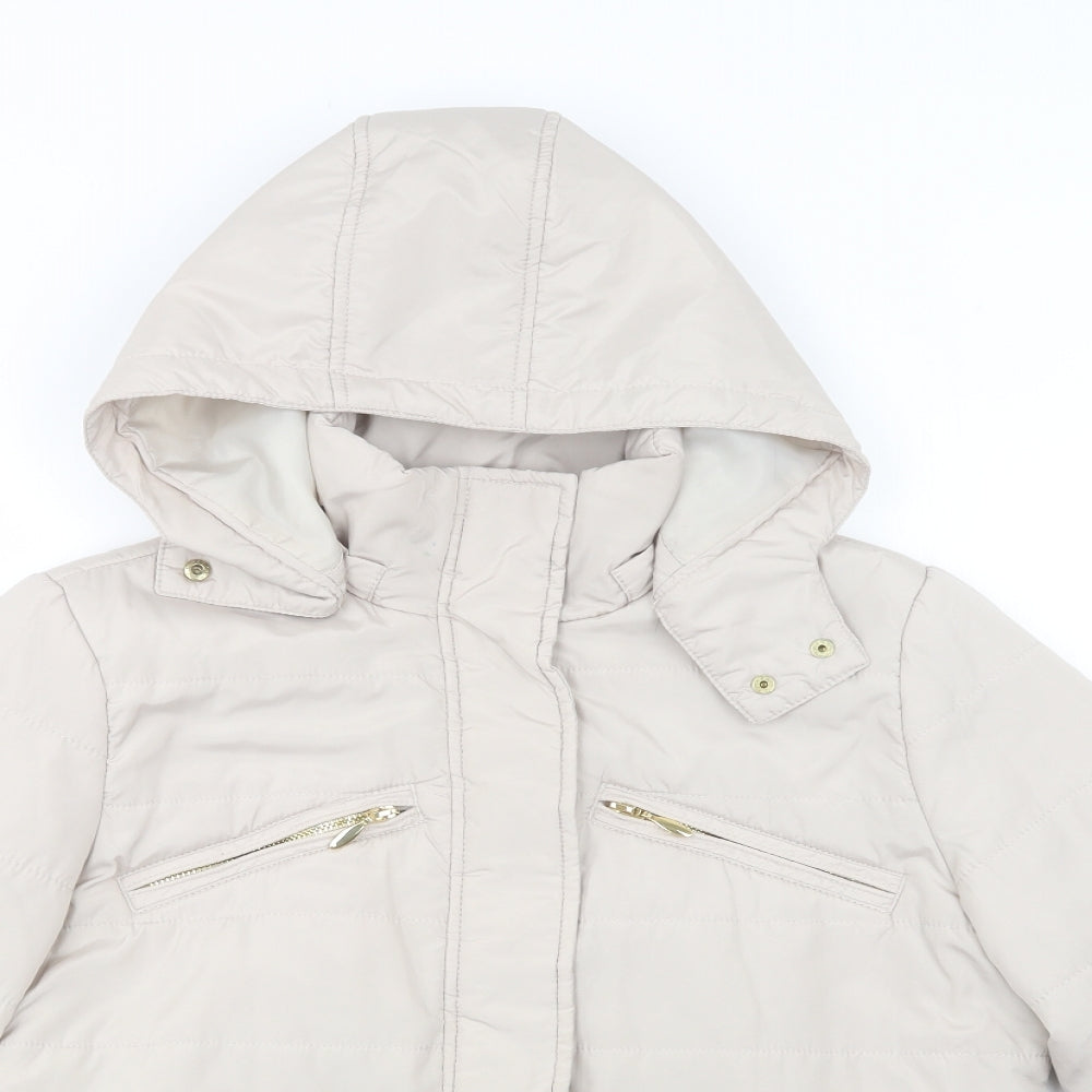 TU Womens Beige   Quilted Jacket Size 12  Zip