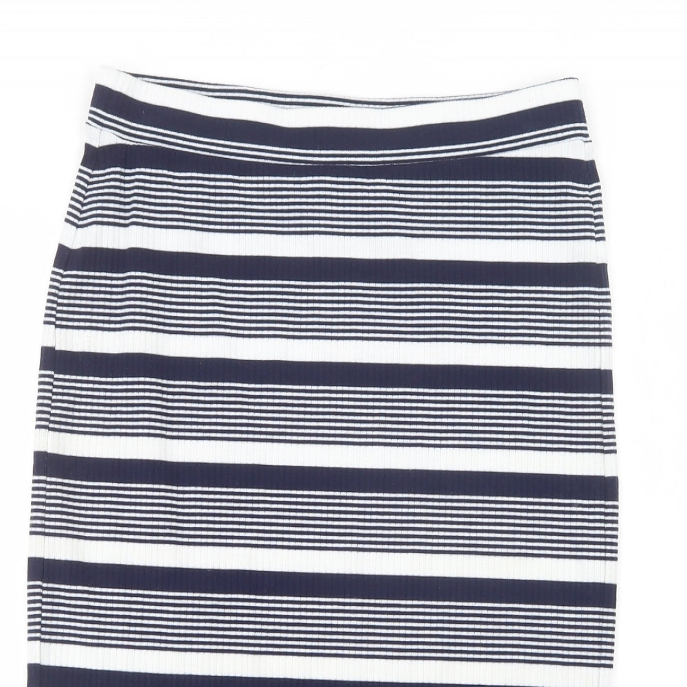 NEXT Womens Blue Striped Polyester Straight & Pencil Skirt Size 10