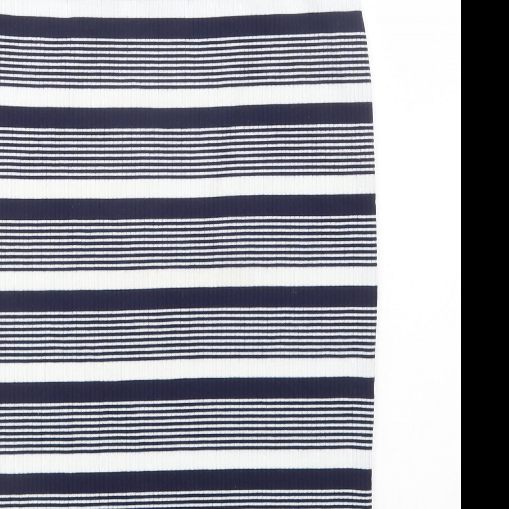 NEXT Womens Blue Striped Polyester Straight & Pencil Skirt Size 10