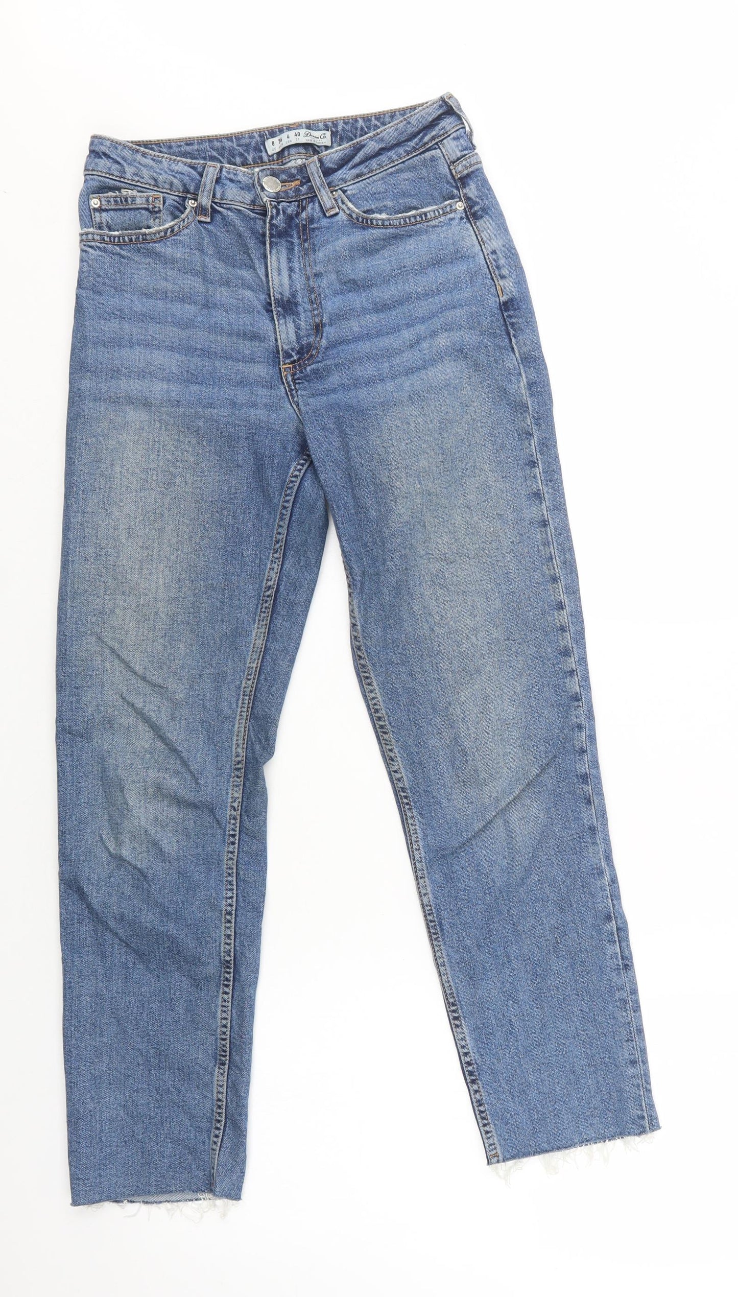 Primark Womens Blue  Cotton Straight Jeans Size 8 L28 in Regular Button