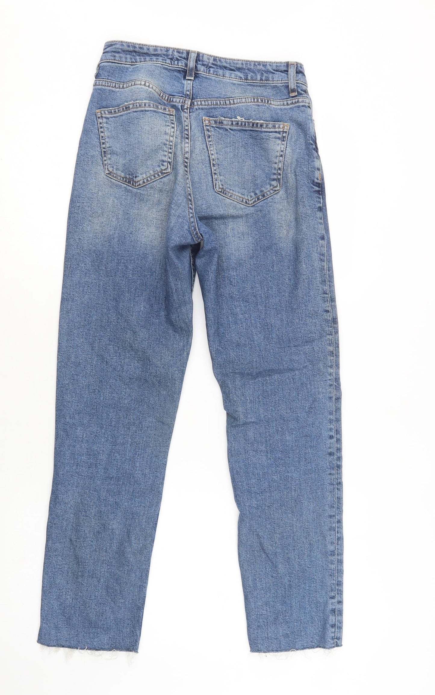 Primark Womens Blue  Cotton Straight Jeans Size 8 L28 in Regular Button