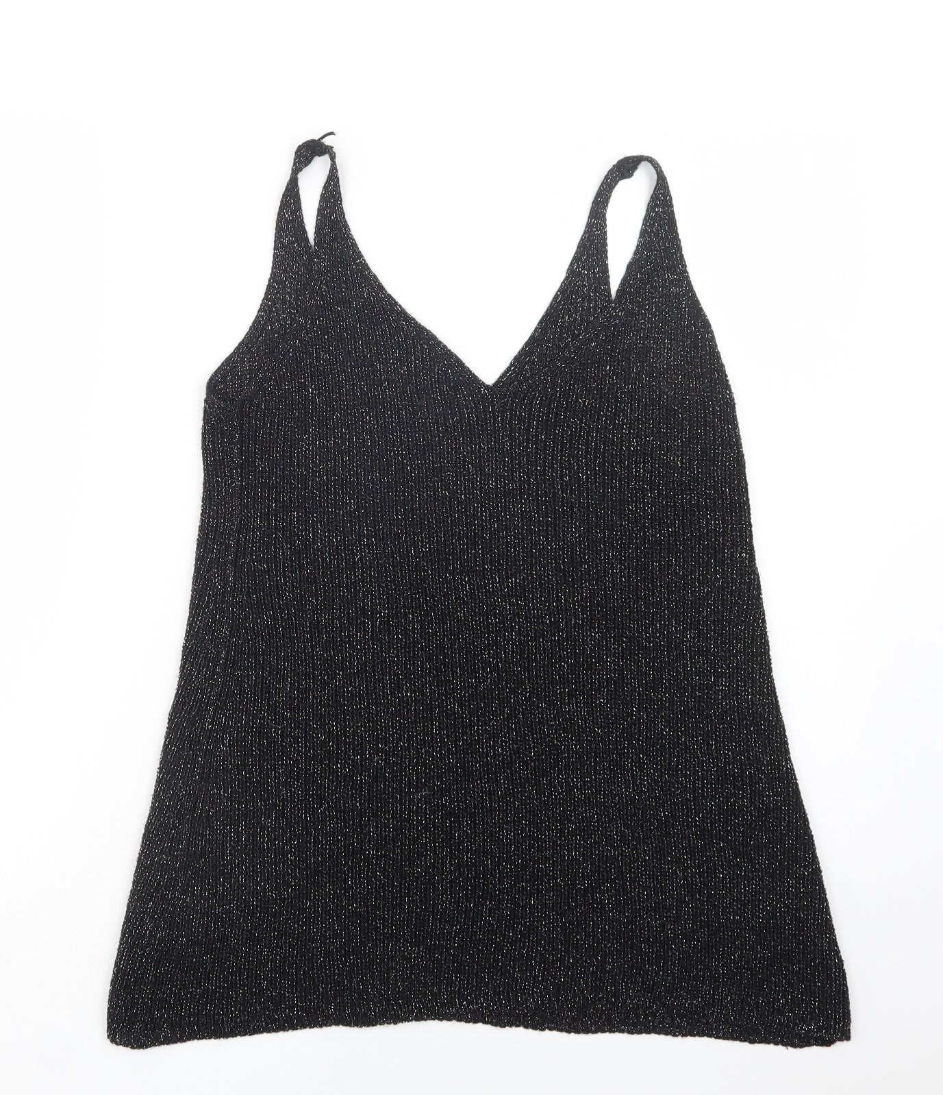 Sparkle & Fade Womens Black  Viscose Camisole Blouse Size L V-Neck