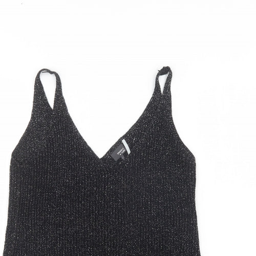 Sparkle & Fade Womens Black  Viscose Camisole Blouse Size L V-Neck