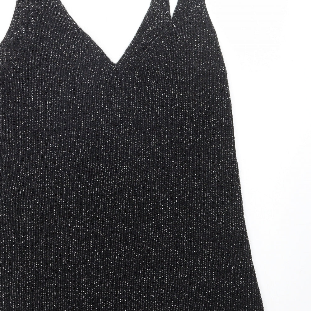 Sparkle & Fade Womens Black  Viscose Camisole Blouse Size L V-Neck