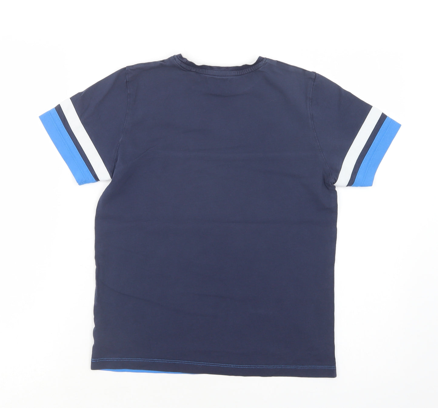 NEXT Boys Blue Colourblock Cotton Basic T-Shirt Size 11 Years Crew Neck