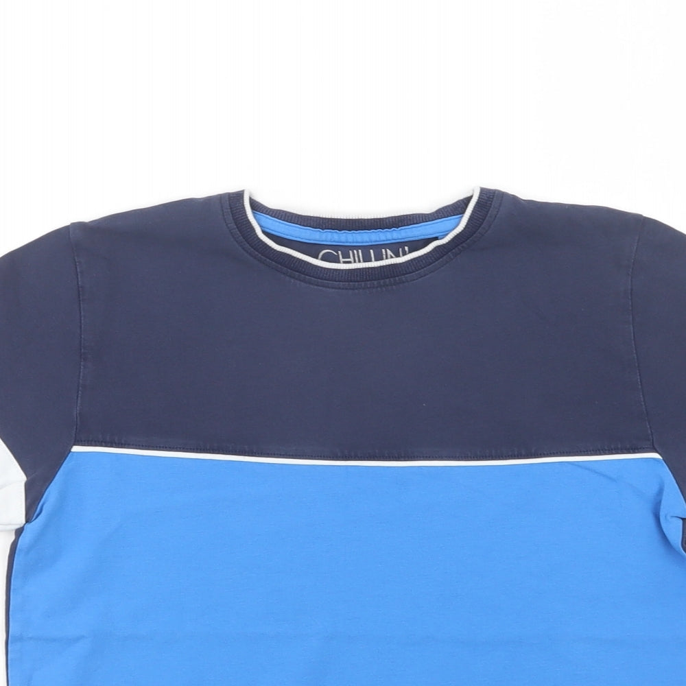 NEXT Boys Blue Colourblock Cotton Basic T-Shirt Size 11 Years Crew Neck