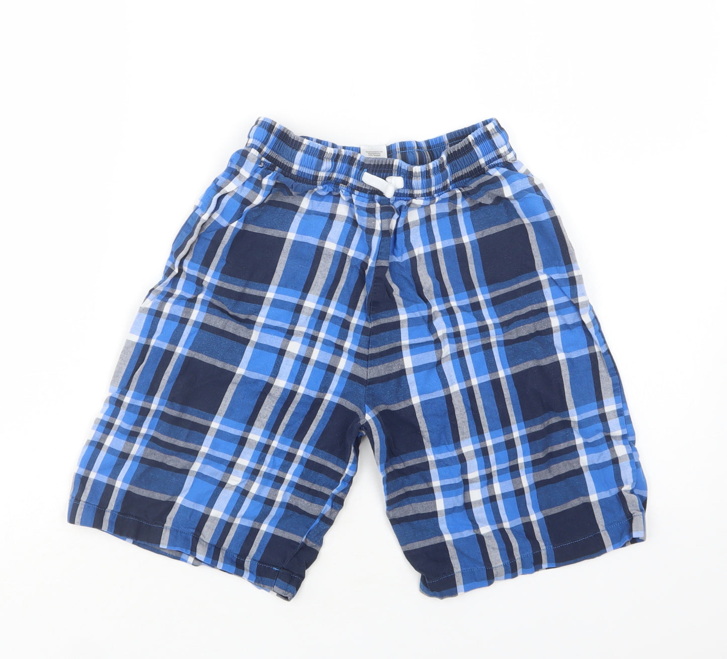 NEXT Boys Blue Check Cotton Sweat Shorts Size 11 Years  Regular Drawstring