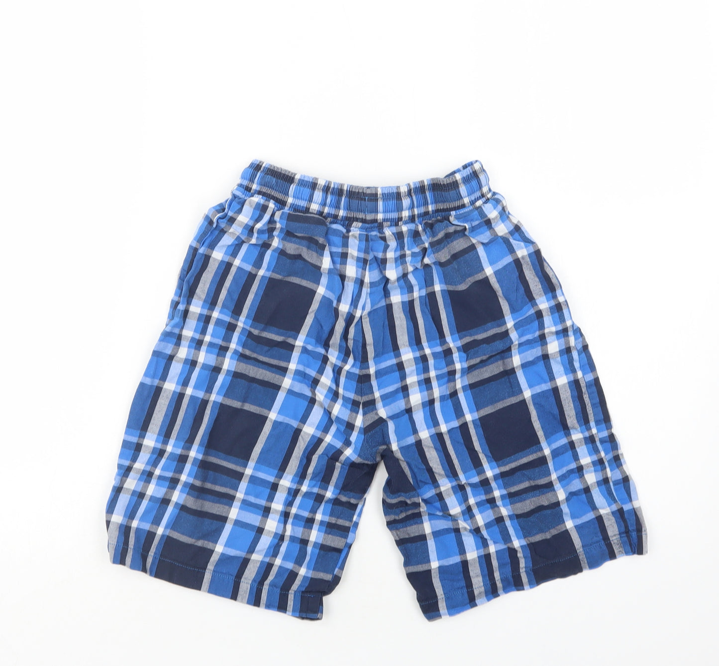 NEXT Boys Blue Check Cotton Sweat Shorts Size 11 Years  Regular Drawstring
