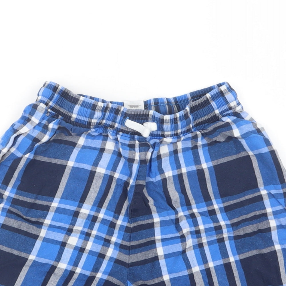 NEXT Boys Blue Check Cotton Sweat Shorts Size 11 Years  Regular Drawstring