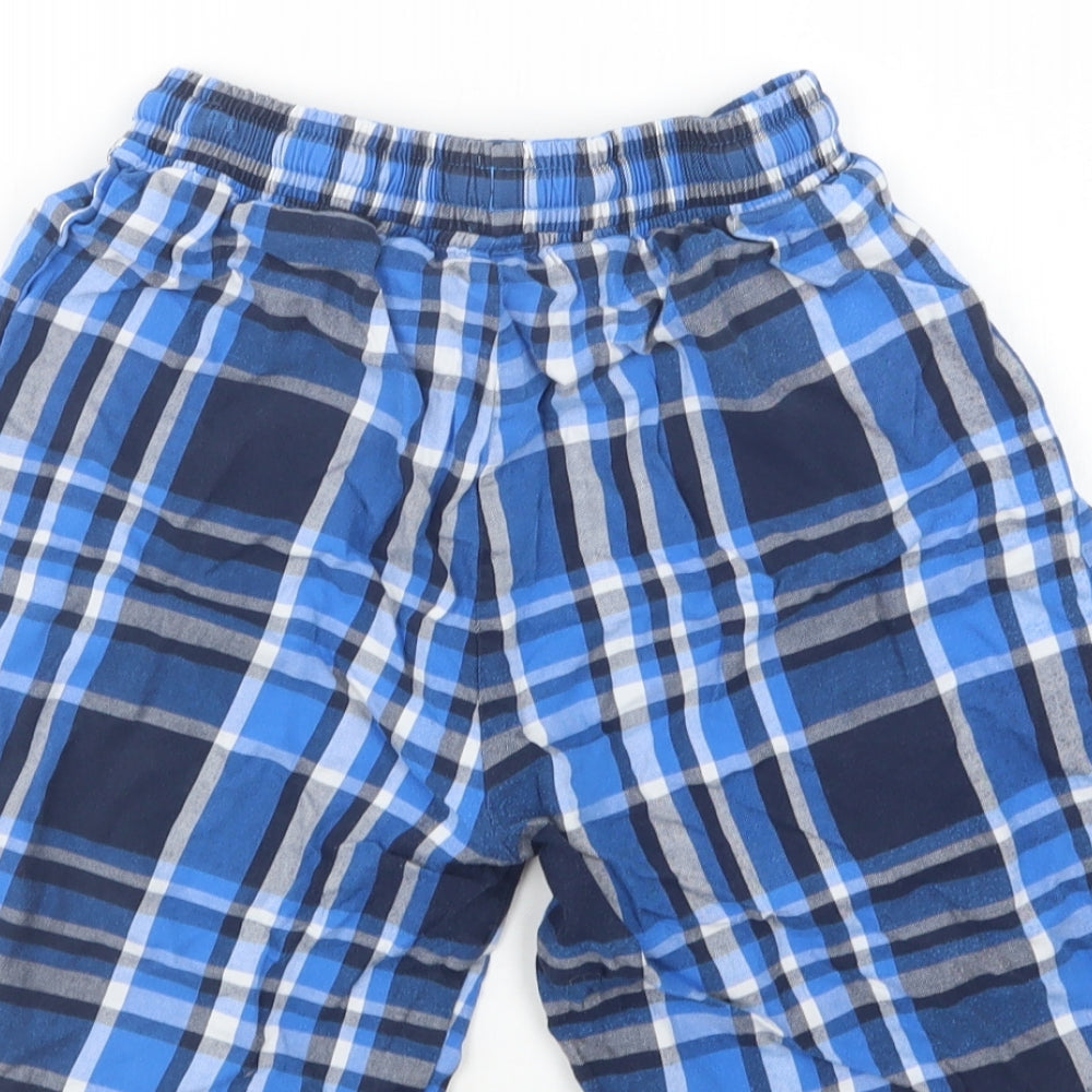 NEXT Boys Blue Check Cotton Sweat Shorts Size 11 Years  Regular Drawstring