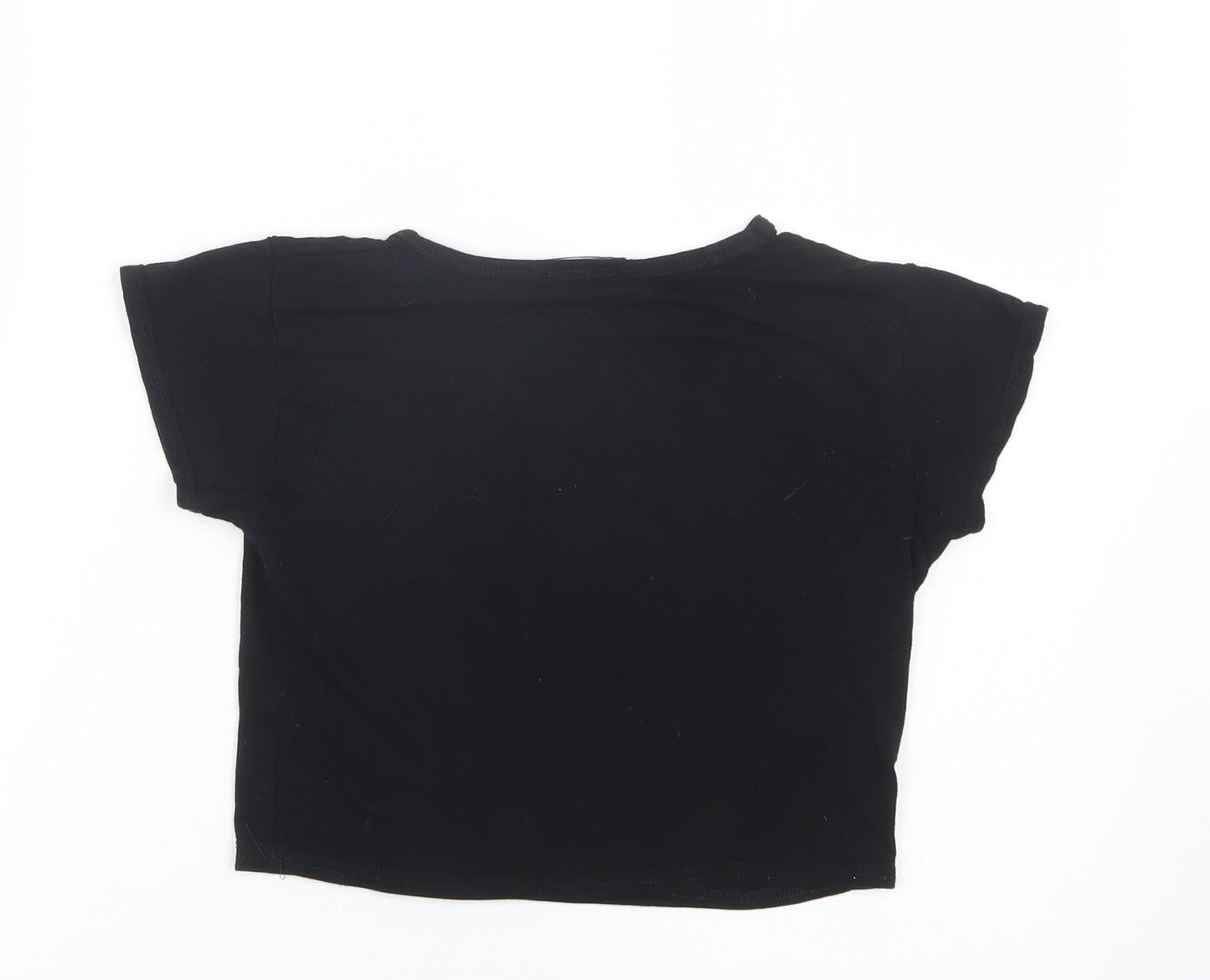 A2Z 4 Kids Girls Black  Viscose Basic T-Shirt Size 7-8 Years Crew Neck