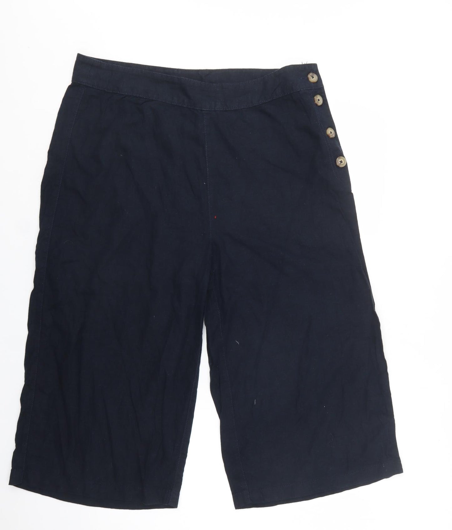George Womens Blue  Linen Cropped Trousers Size 18 L21 in Regular Button