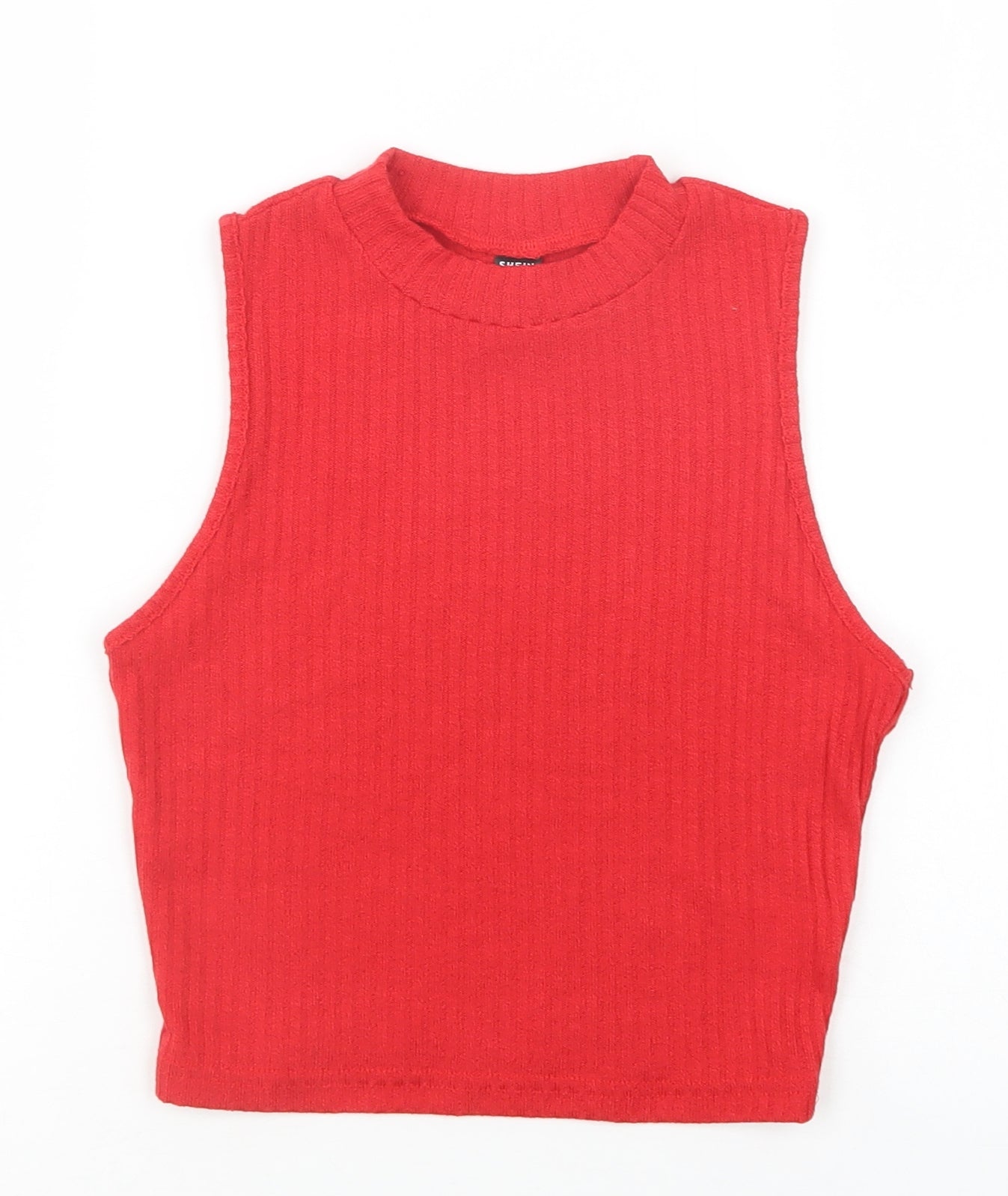SheIn Womens Red  Polyester Cropped Blouse Size S Mock Neck