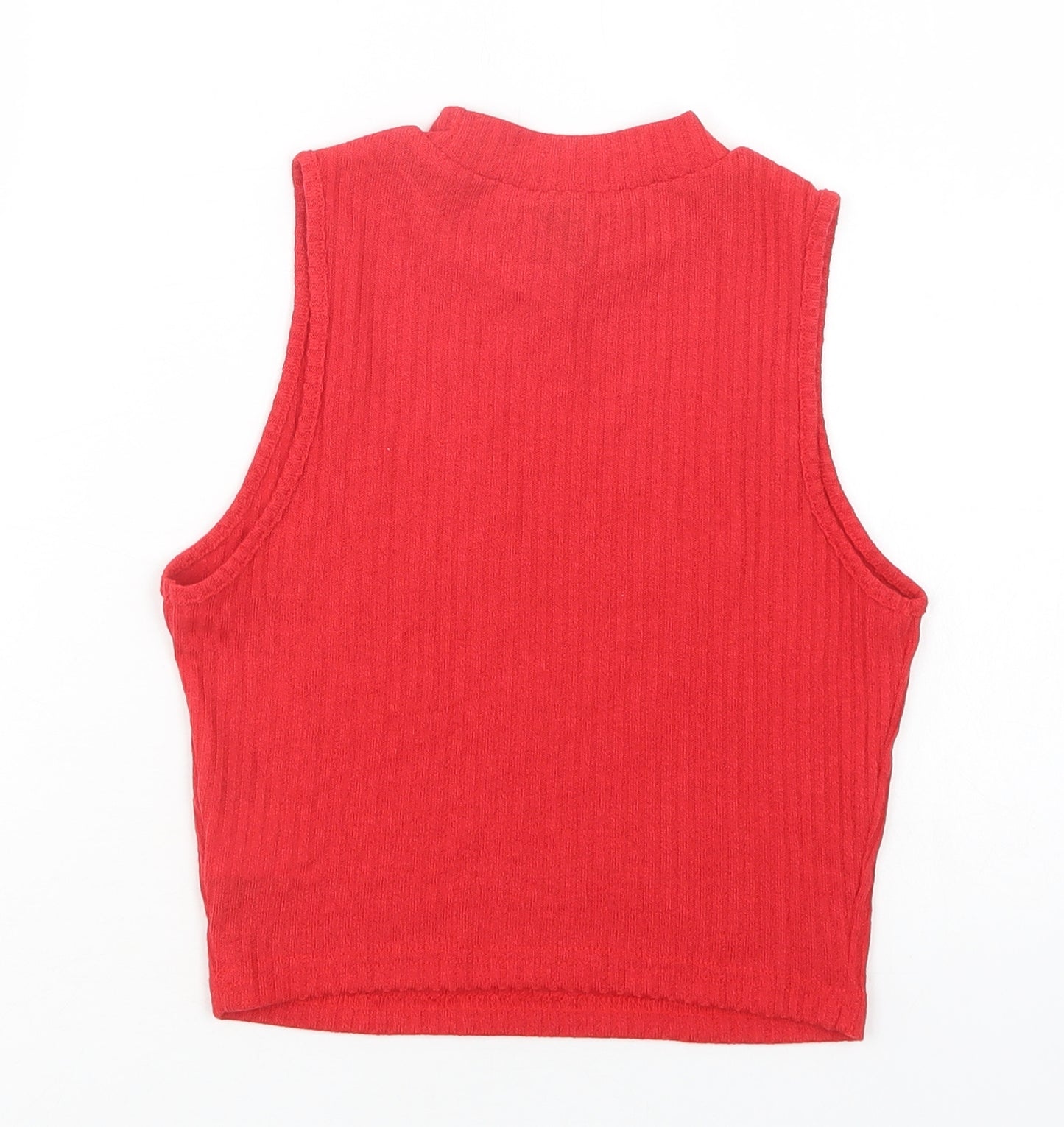 SheIn Womens Red  Polyester Cropped Blouse Size S Mock Neck
