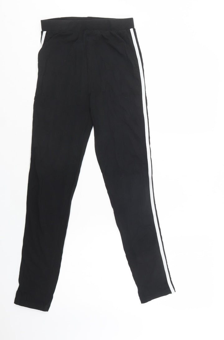 Boohoo Womens Black Striped Cotton Jegging Leggings Size 8 L28 in