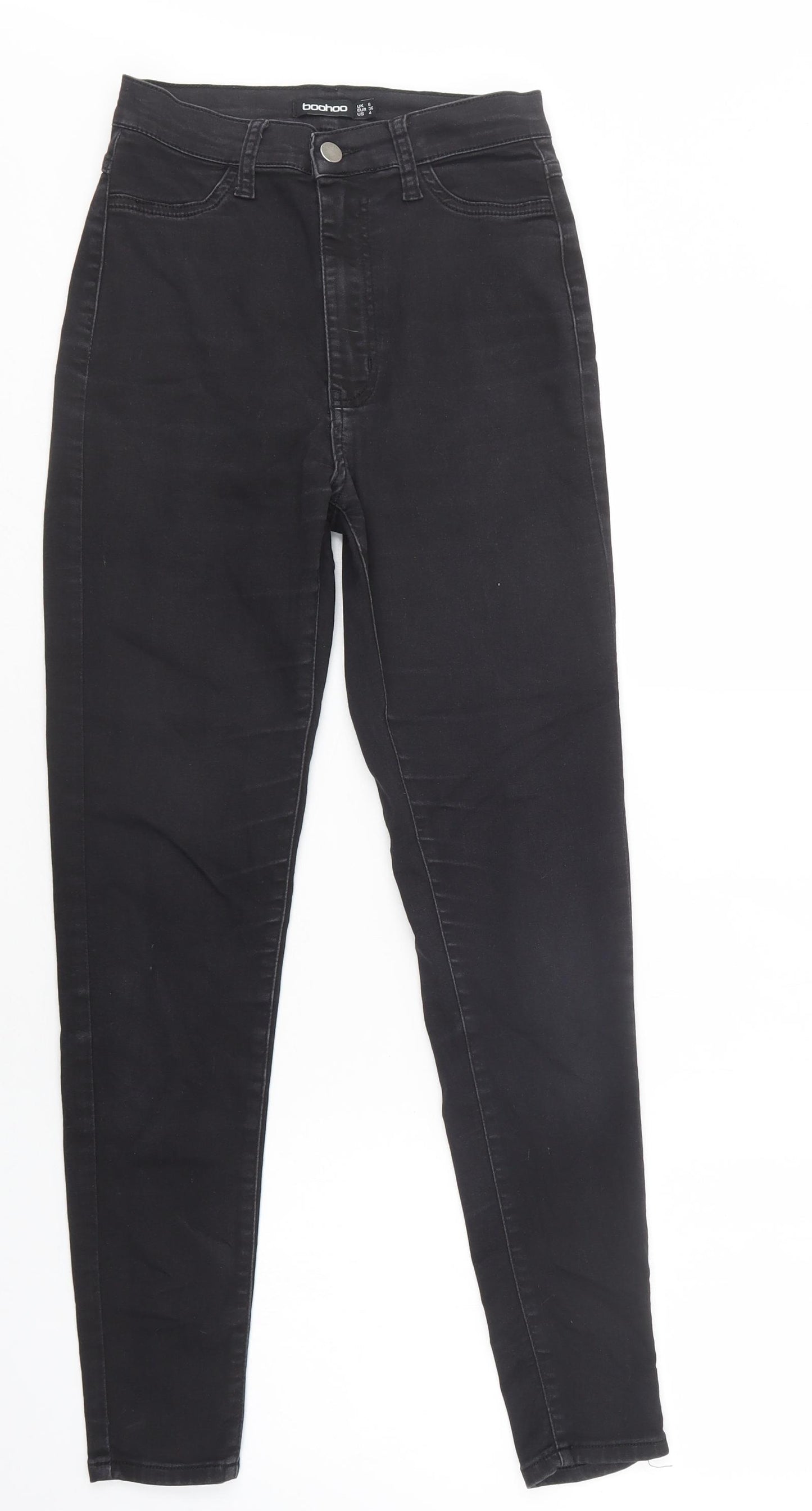 Boohoo Womens Black  Cotton Jegging Jeans Size 8 L30 in Regular Button