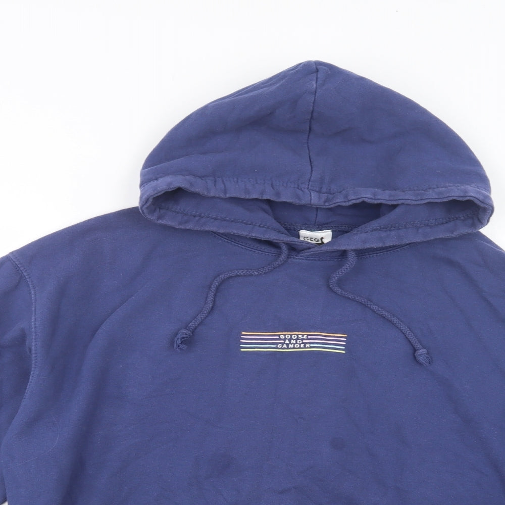 Goose & Gander Womens Blue  Cotton Pullover Hoodie Size L