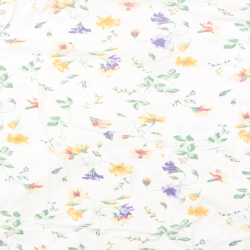 Country Collection Womens White Floral Cotton Basic Blouse Size M Collared