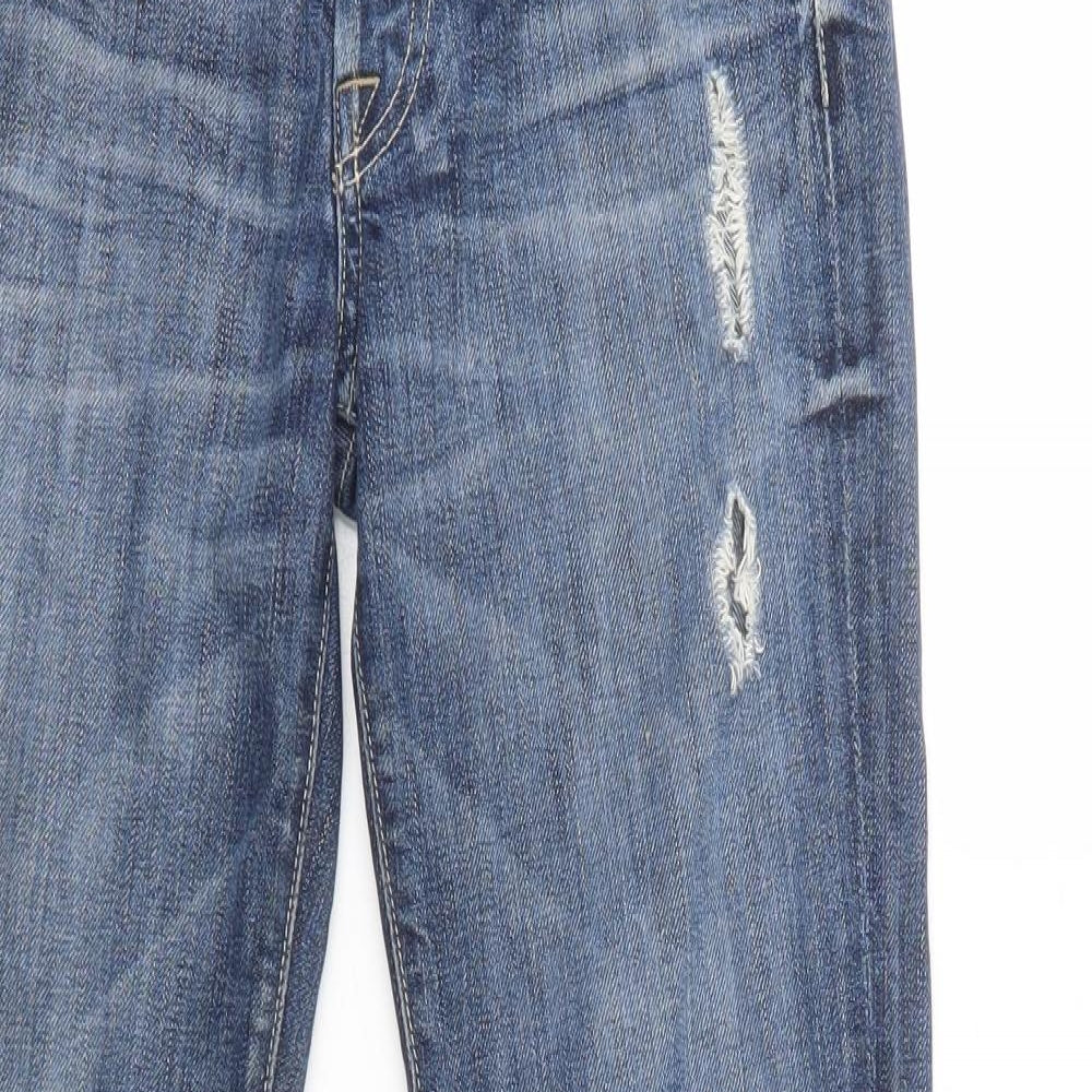 7 For All Mankind Womens Blue  Cotton Straight Jeans Size 28 L31 in Regular Button