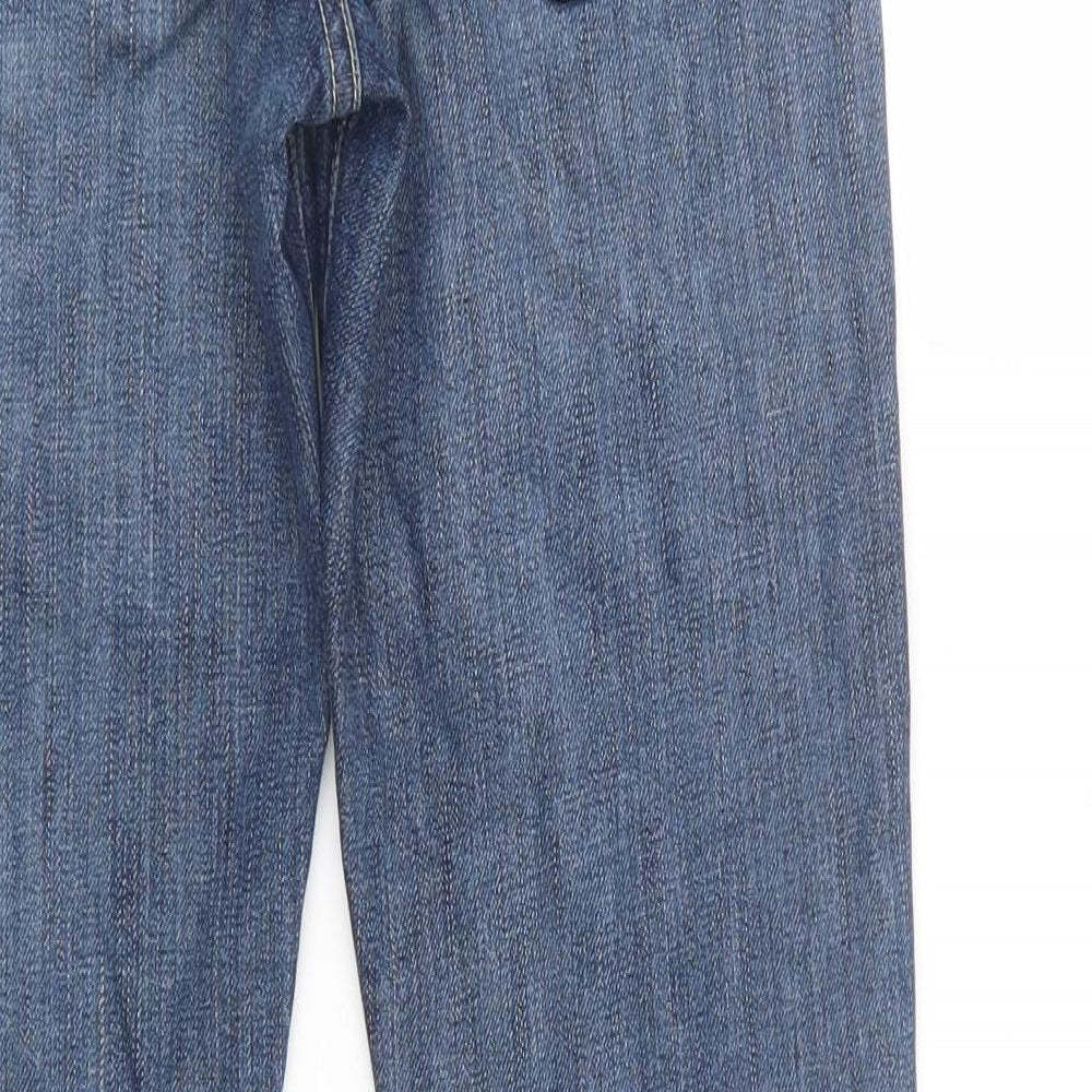 7 For All Mankind Womens Blue  Cotton Straight Jeans Size 28 L31 in Regular Button