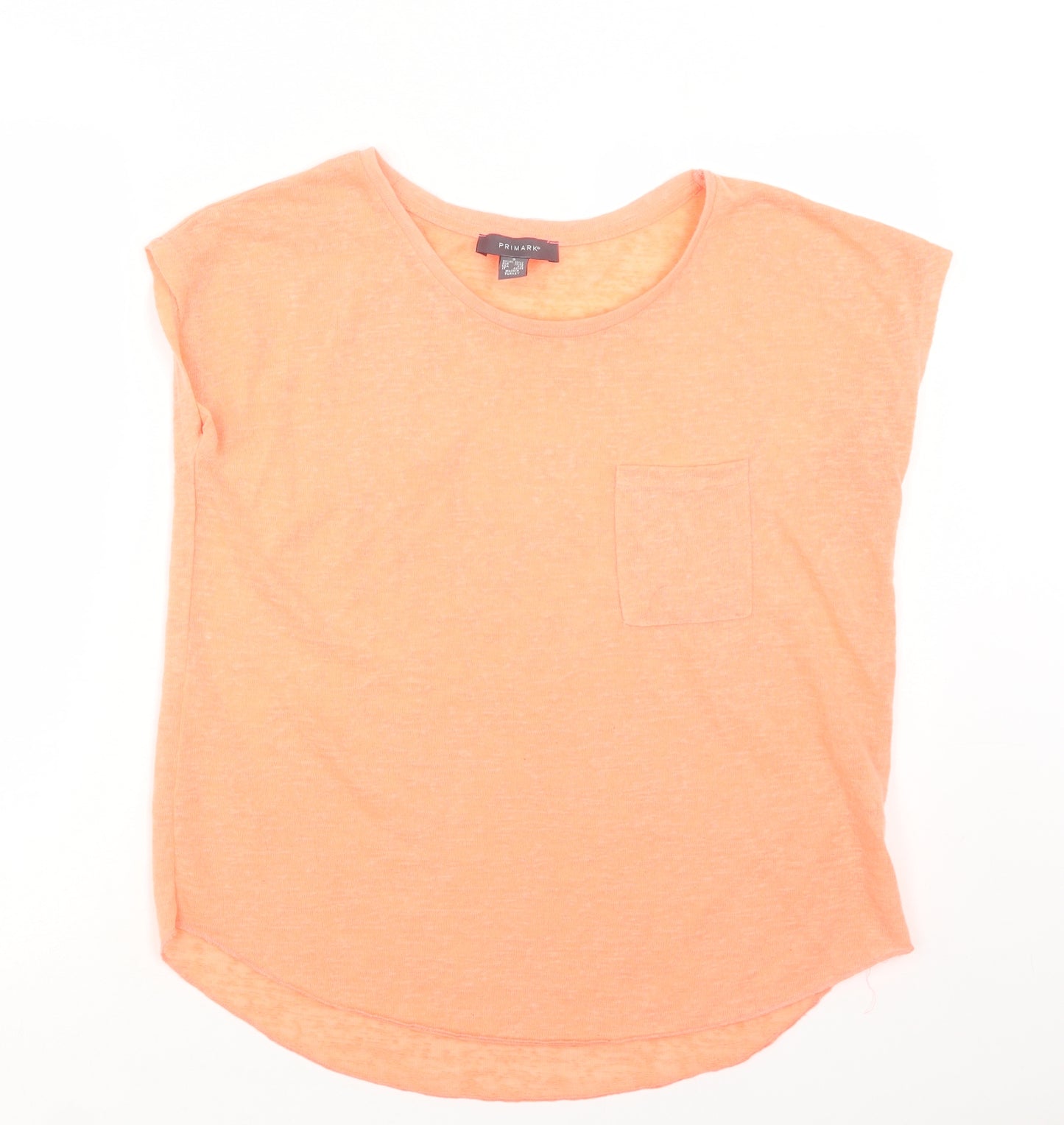 Primark Womens Orange  Polyester Basic T-Shirt Size S Crew Neck