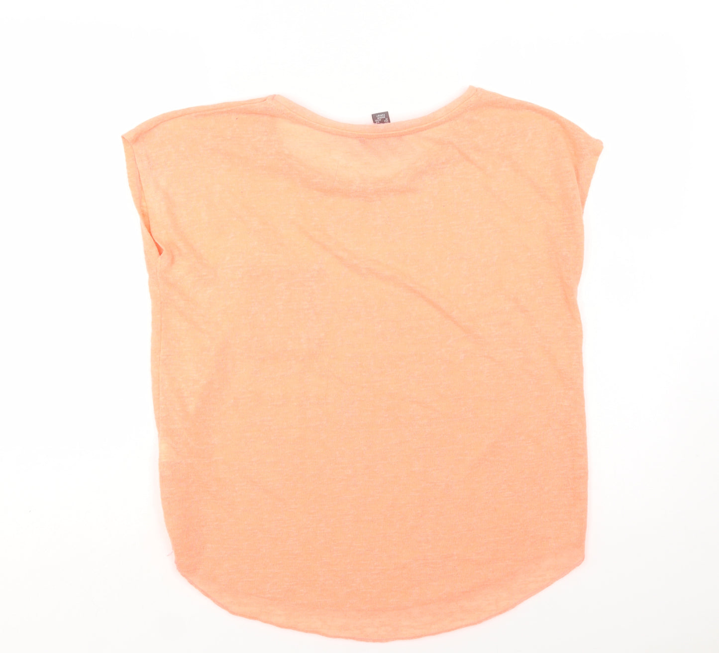 Primark Womens Orange  Polyester Basic T-Shirt Size S Crew Neck