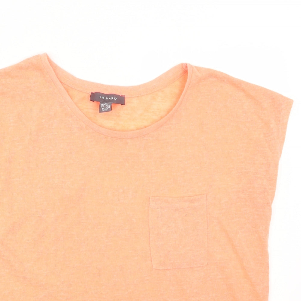 Primark Womens Orange  Polyester Basic T-Shirt Size S Crew Neck