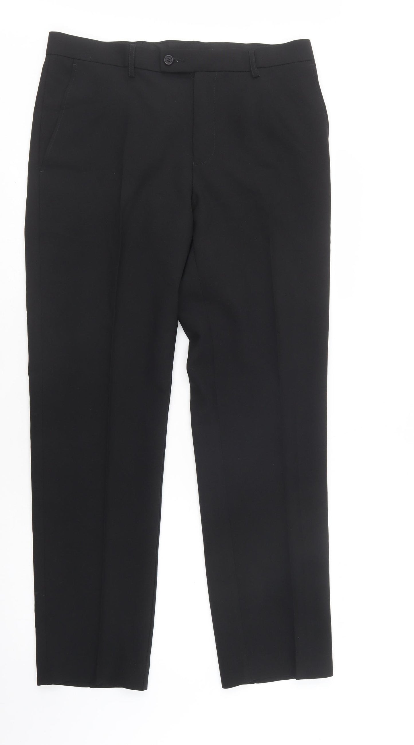 Debenhams Mens Black  Polyester Dress Pants Trousers Size 34 L31 in Regular Button
