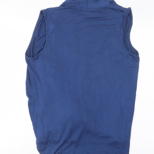 Cha Cha Vente Womens Blue  Viscose Basic Blouse Size L Scoop Neck