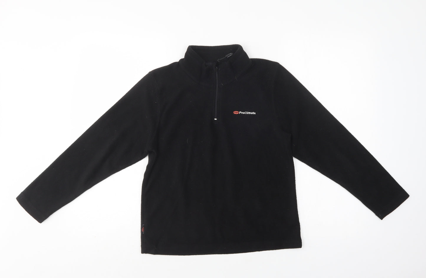 Pro Climate Boys Black  Polyester Henley Sweatshirt Size 11-12 Years  Zip