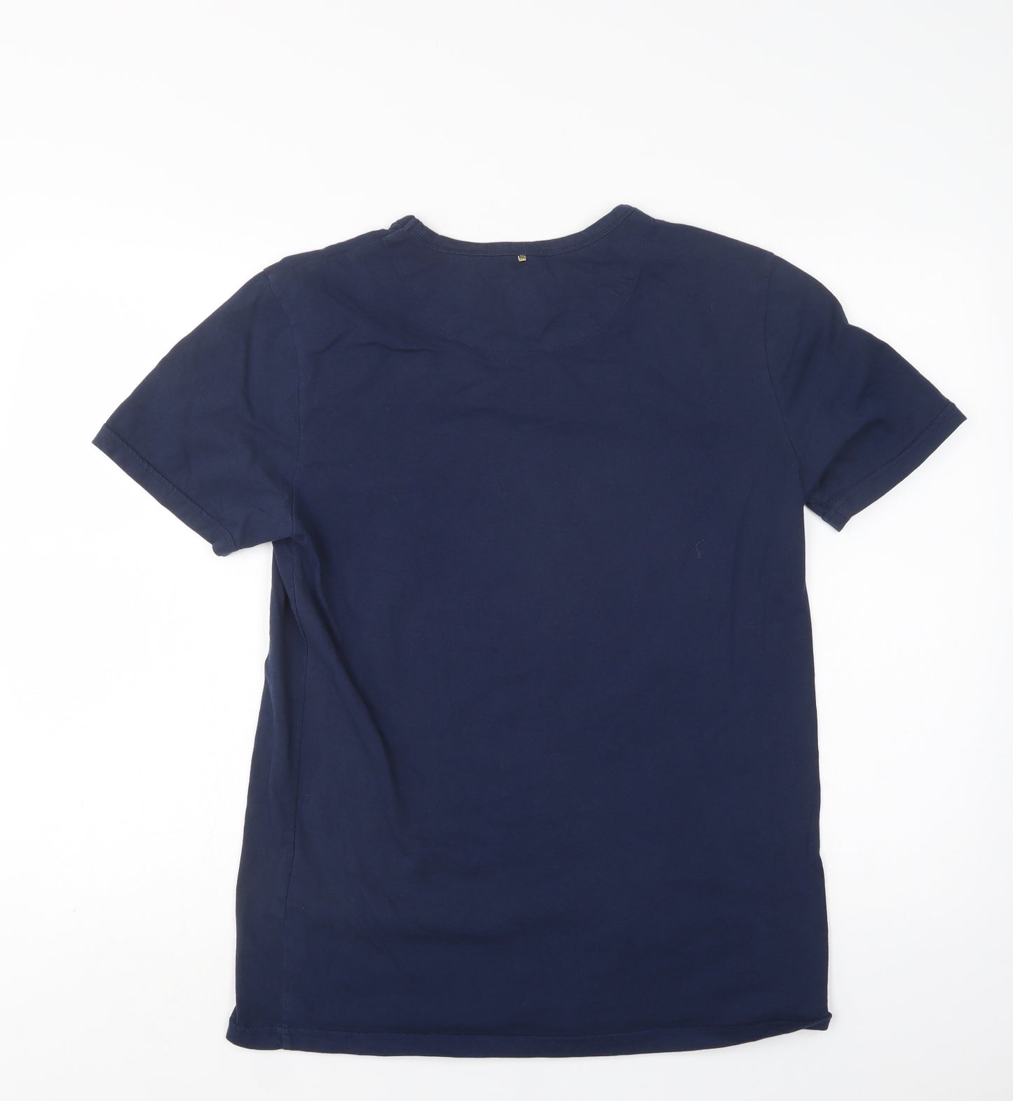 Pretty Green Womens Blue  Cotton Basic Polo Size M Crew Neck