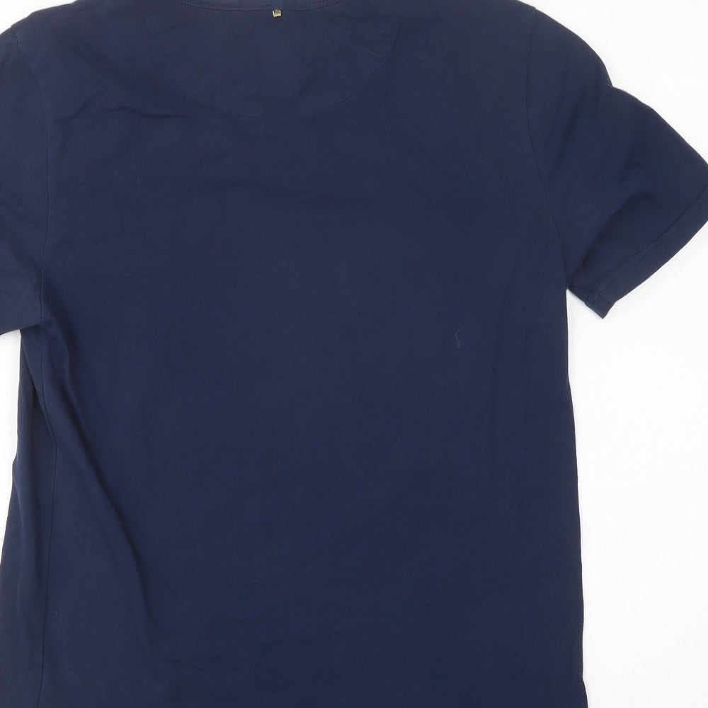 Pretty Green Womens Blue  Cotton Basic Polo Size M Crew Neck