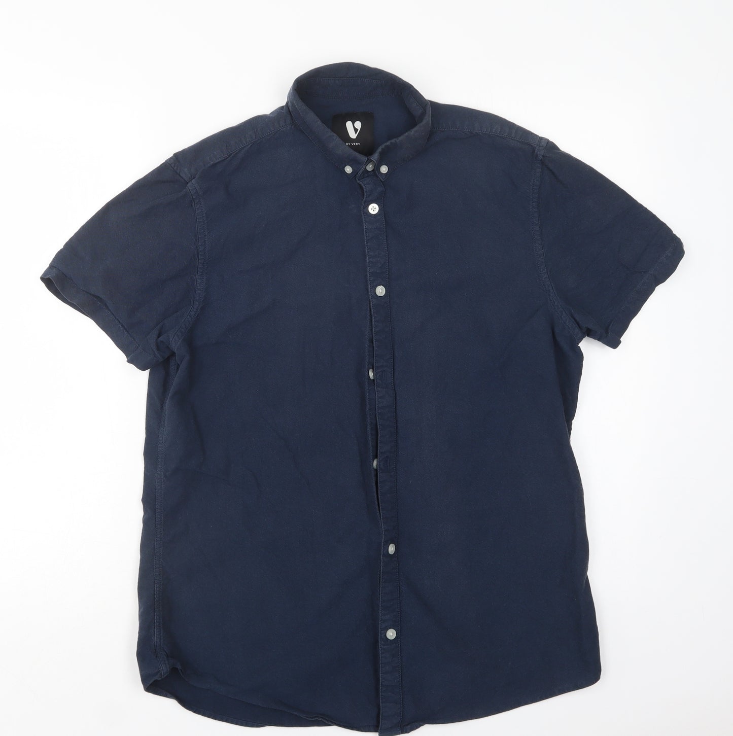 Very Mens Blue  Cotton  Button-Up Size M Collared Button