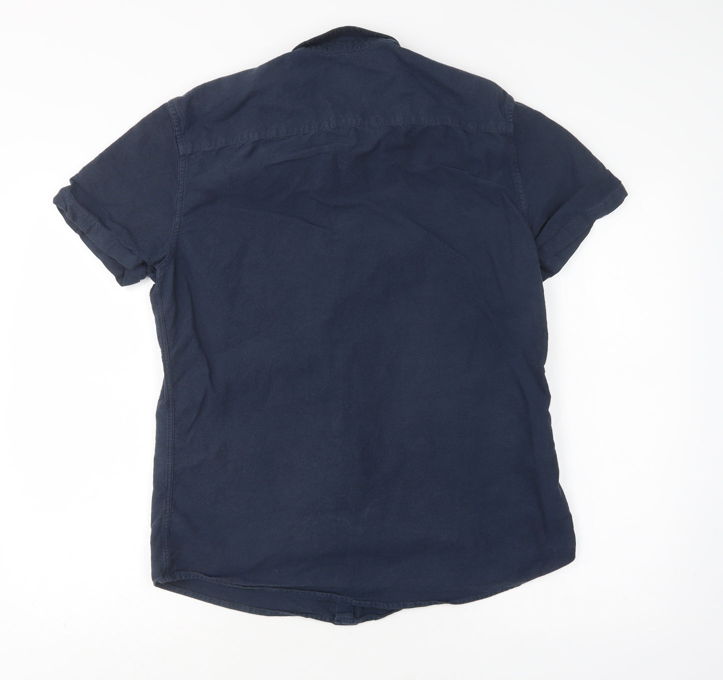 Very Mens Blue  Cotton  Button-Up Size M Collared Button