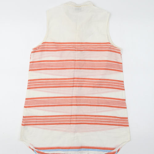Papaya Womens White Striped Cotton Basic Button-Up Size 8 Collared