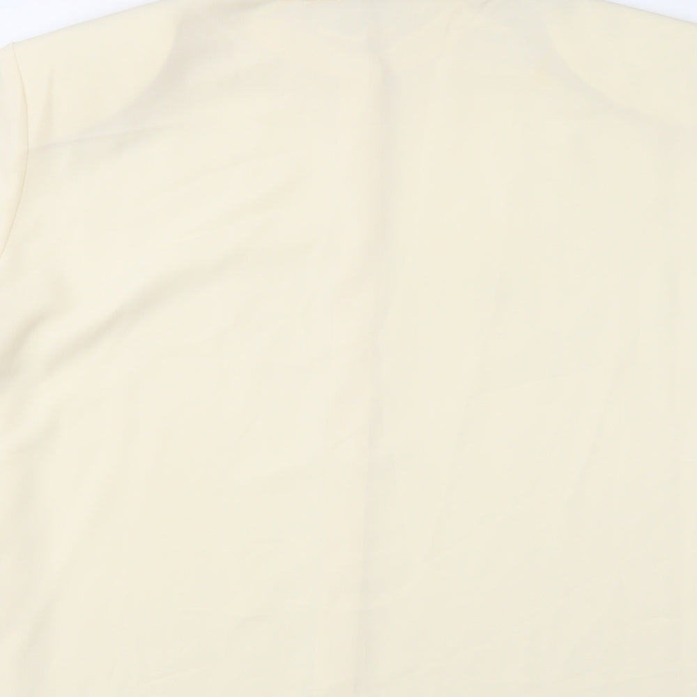 ELVI Womens Yellow  Polyester Basic Blouse Size L Collared - Lace Detail