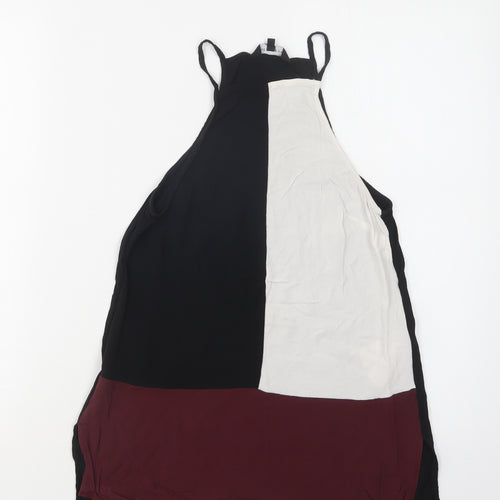 New Look Womens Black Colourblock Viscose Camisole Blouse Size 8 Square Neck