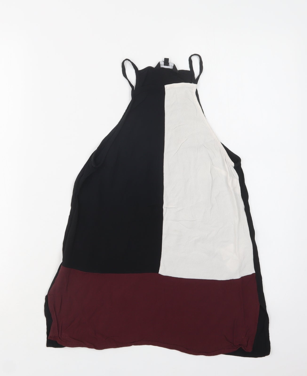 New Look Womens Black Colourblock Viscose Camisole Blouse Size 8 Square Neck
