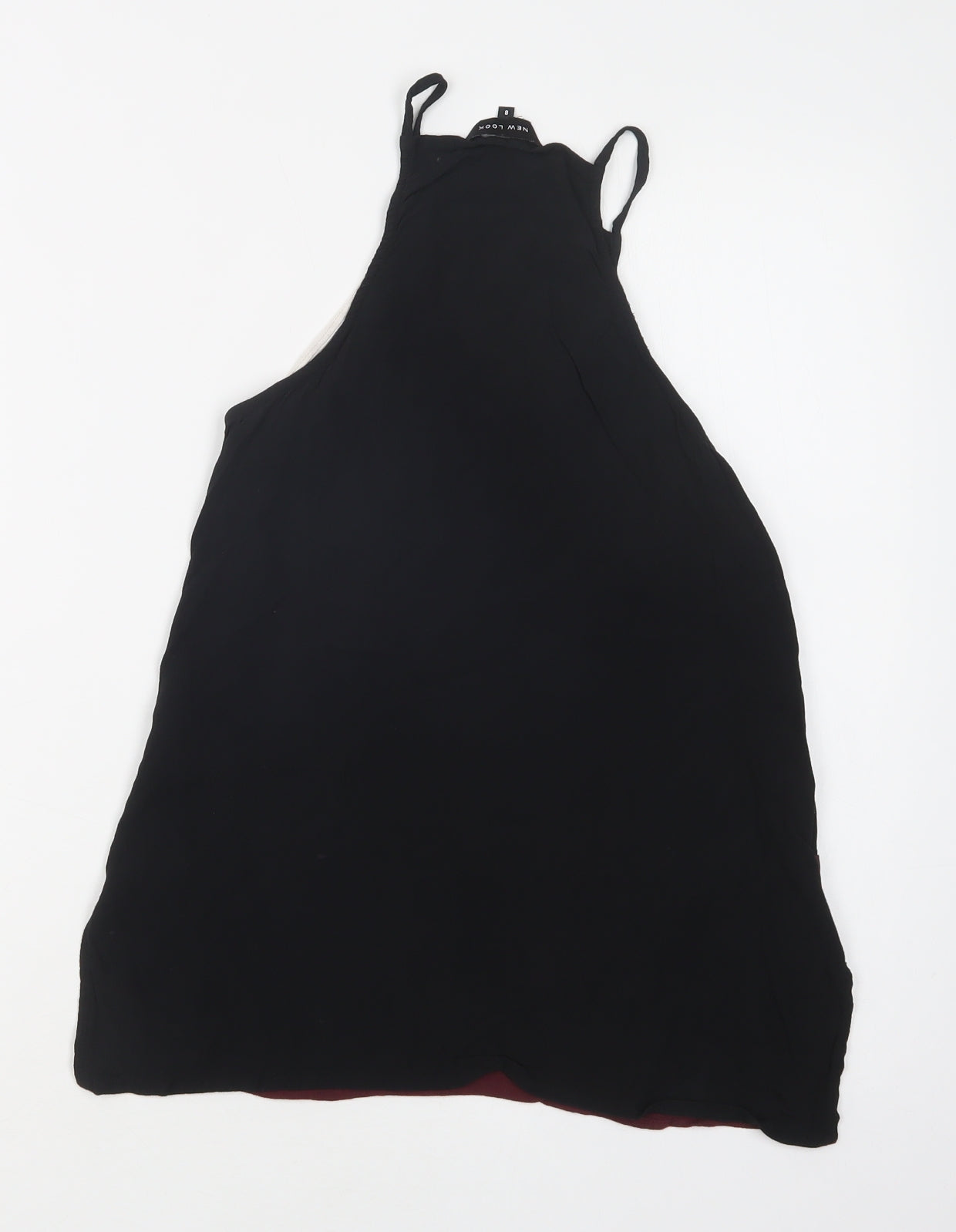 New Look Womens Black Colourblock Viscose Camisole Blouse Size 8 Square Neck
