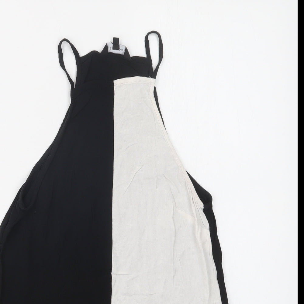 New Look Womens Black Colourblock Viscose Camisole Blouse Size 8 Square Neck