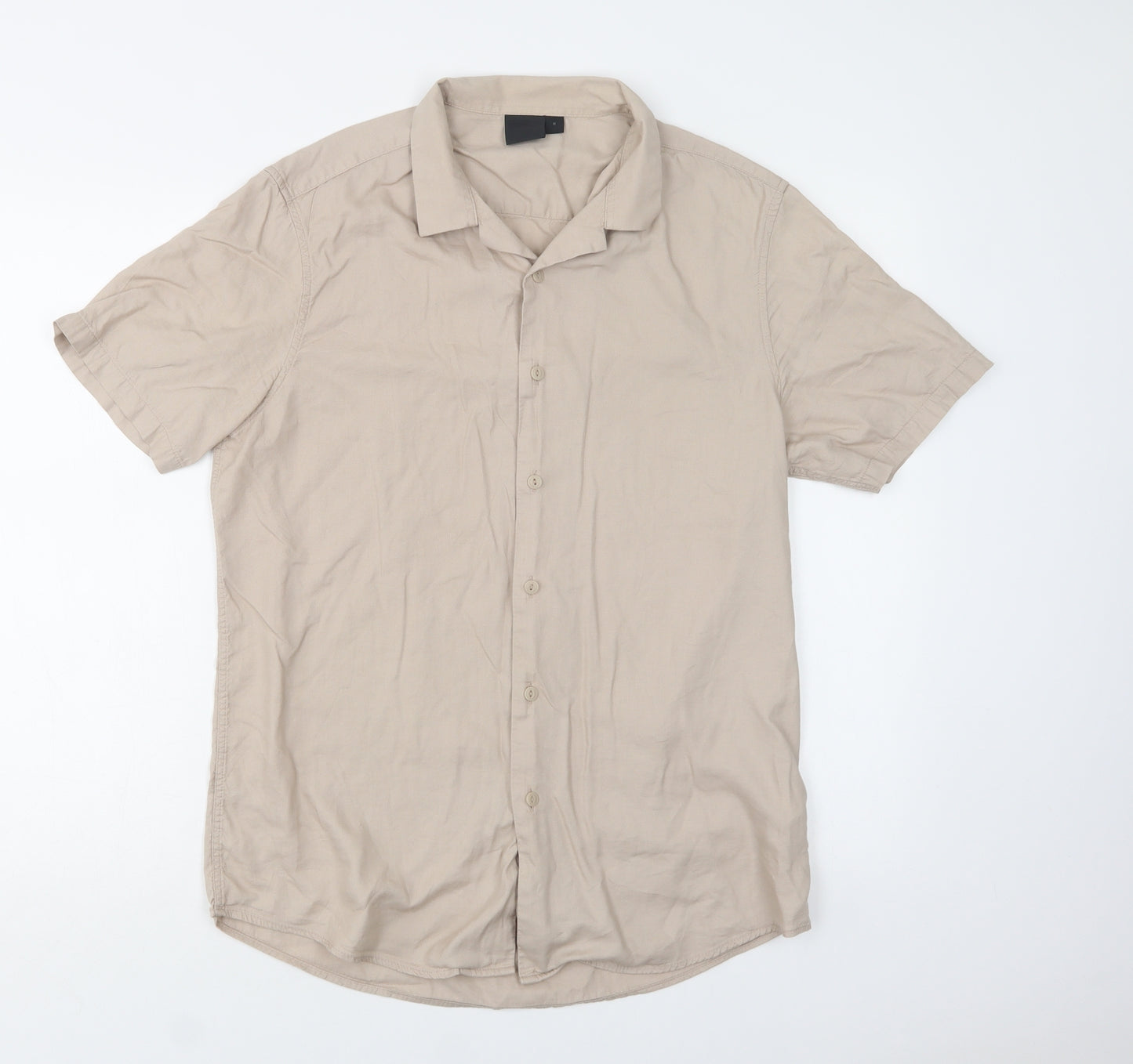 ASOS Mens Beige  Viscose  Button-Up Size M Collared Button