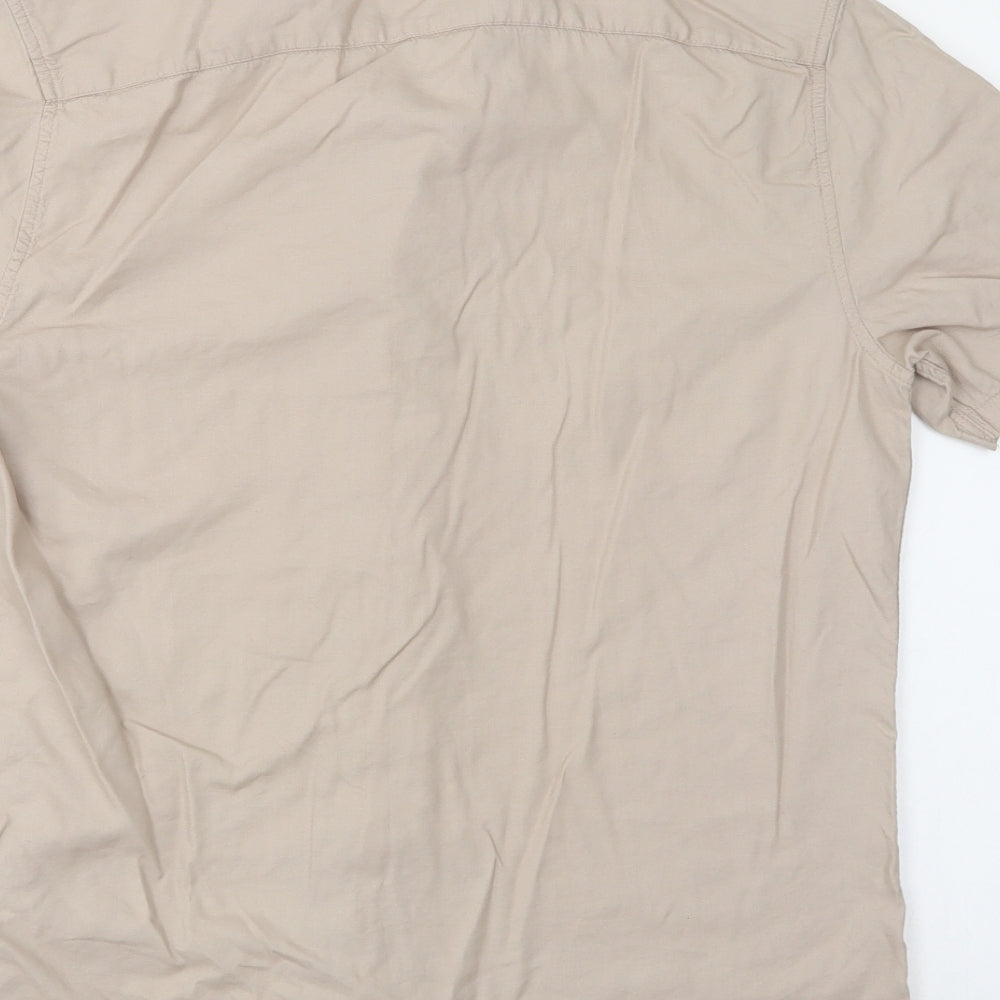 ASOS Mens Beige  Viscose  Button-Up Size M Collared Button