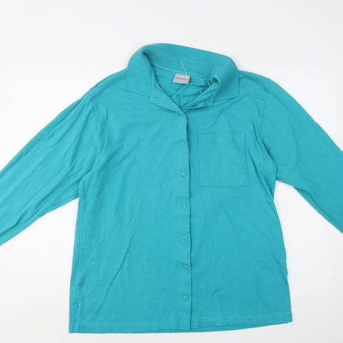 3 Suisses Womens Blue  Cotton Basic Button-Up Size 14 Collared
