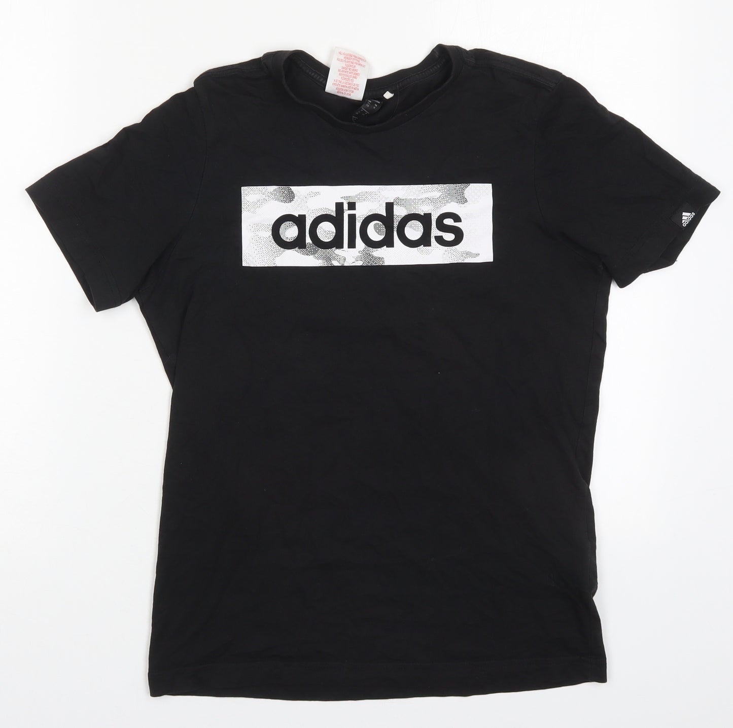 adidas Boys Black  Cotton Basic T-Shirt Size 11-12 Years Crew Neck Pullover