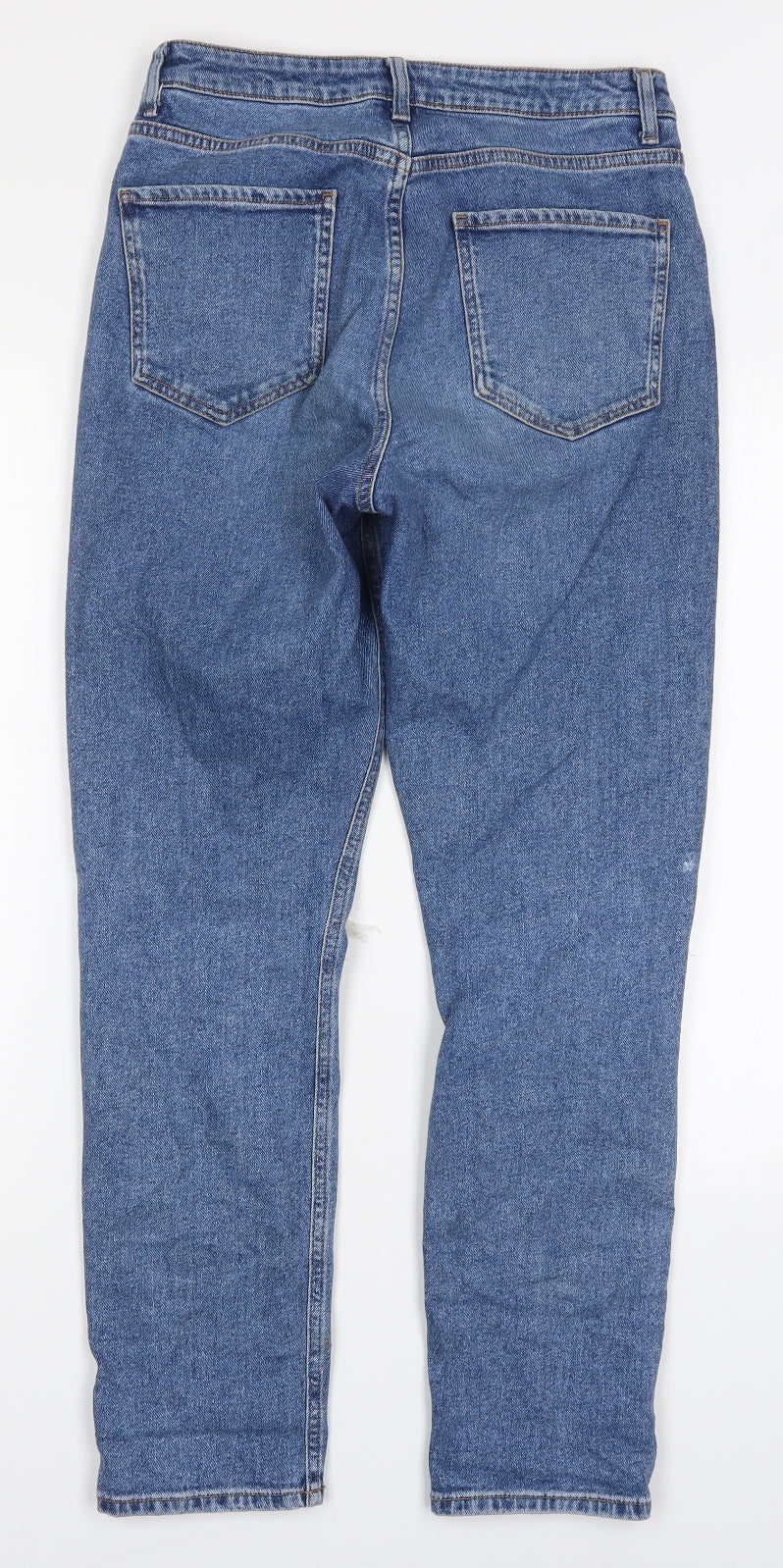 New Look Womens Blue  Cotton Mom Jeans Size 10 L29 in Regular Button