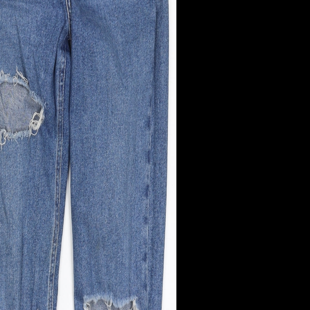 New Look Womens Blue  Cotton Mom Jeans Size 10 L29 in Regular Button