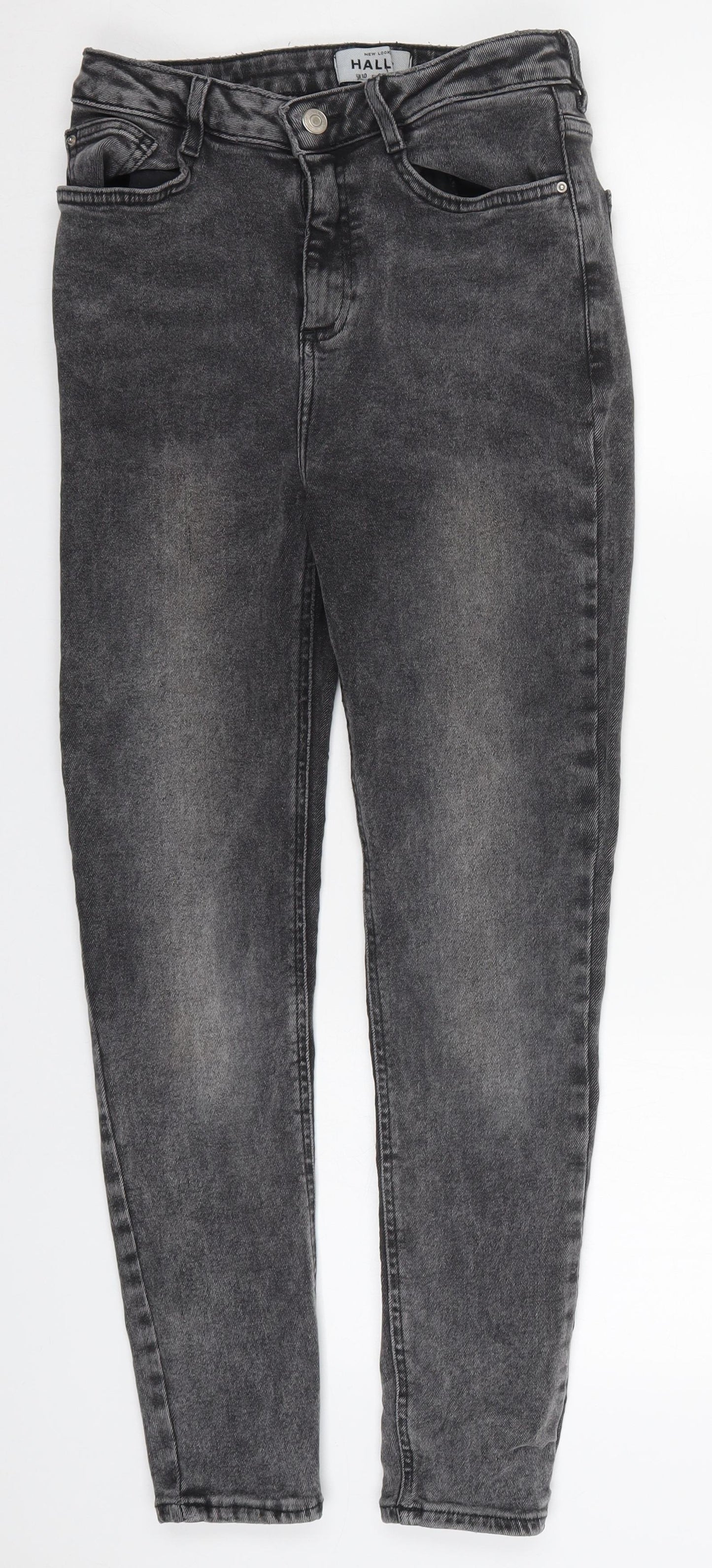 New Look Womens Grey  Cotton Skinny Jeans Size 10 L26 in Regular Button
