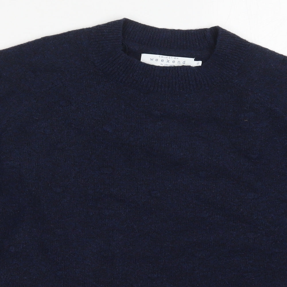 John Lewis Womens Blue Round Neck  Acrylic Pullover Jumper Size 12